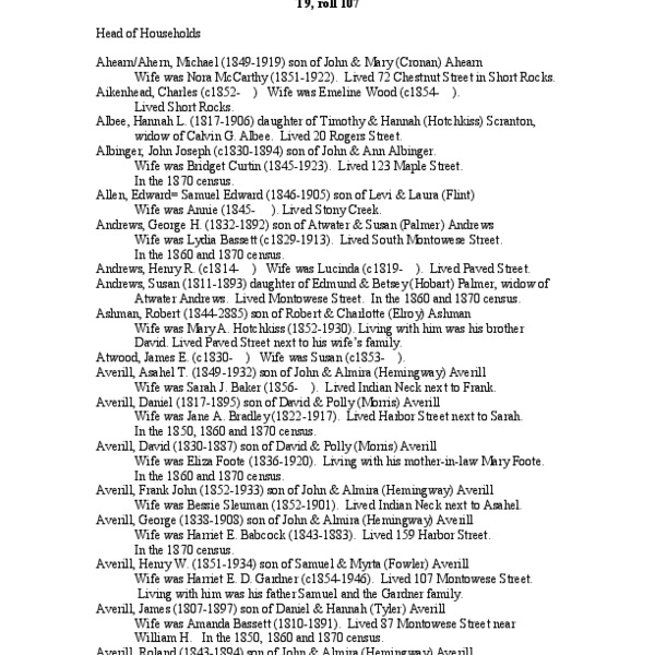 Branford Census 1880