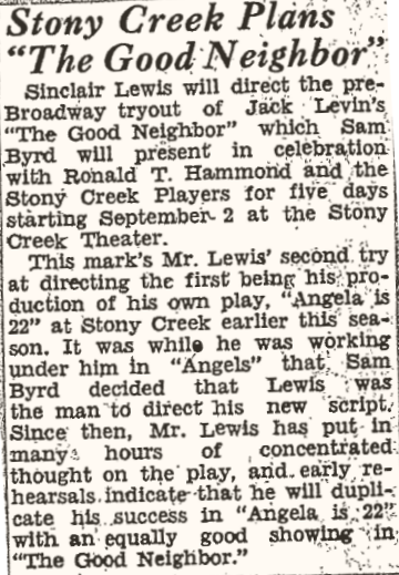 Sinclair Lewis directs play